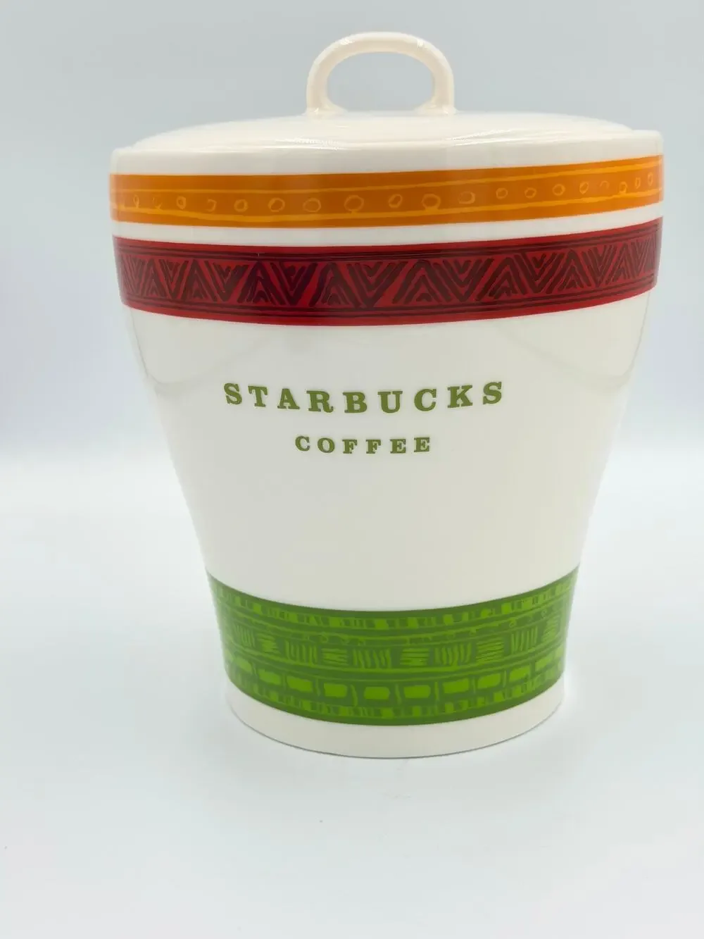 Starbucks Tribal Pattern Coffee Bean Tea Holder Canister Ceramic 2005 Canister